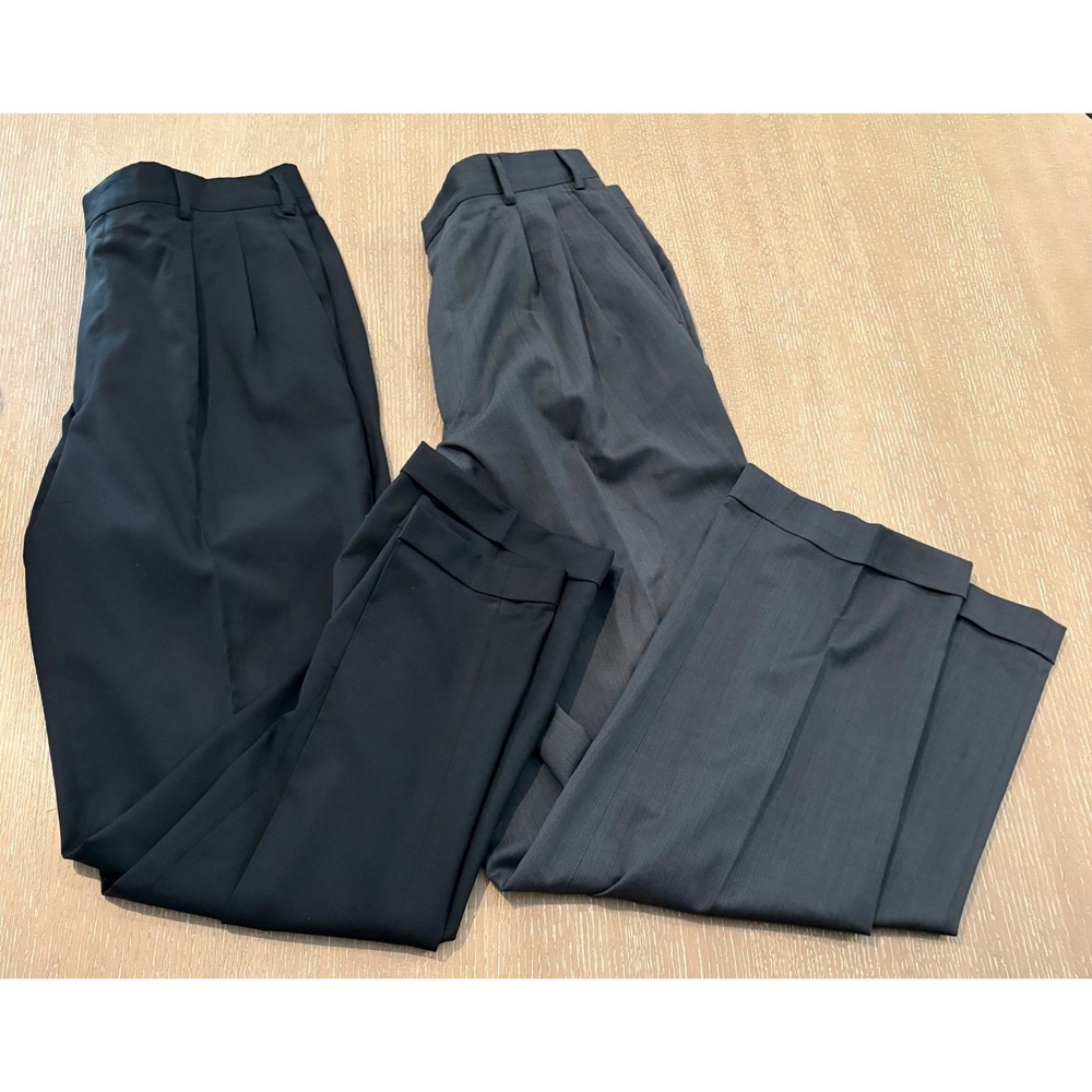Kirkland Signature Men's 36x32 Wool Dress Pants Lot of 2 Pleated Cuffed Italy